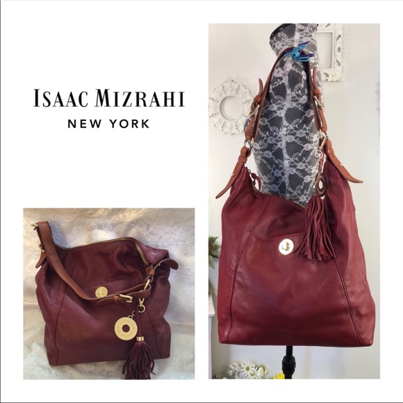 Isaac Mizrahi Handbags - Isaac Mizhari New York Maroon Leather Handbag
